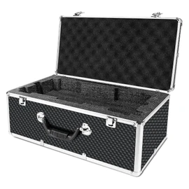 Phenyx Pro Aluminum Alloy Frame Carrying Case with Three-layer Pre-Diced Pick and Pluck Foam, Ideal 8-Channel Wireless Mic Systems Transportation (Size Extra Large 20.4 x 10.2 x 7.9 In)