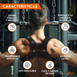 Hyperz.- Corrector de Postura Mantiene Espalda Recta y Hombros para GYM Hombre y Mujer Faja Ajustable Negro Multi-                                    