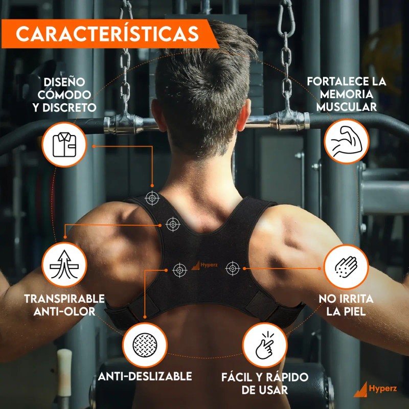 Hyperz.- Corrector de Postura Mantiene Espalda Recta y Hombros para
