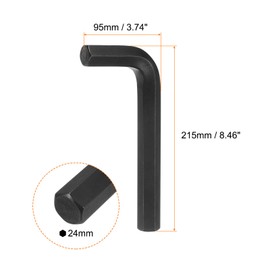 HARFINGTON Hex Key Wrench 24mm L-Shape Hexagon Metric Wrenches Chrome Vanadium Steel Repairing Tool for Home Repair, Black
