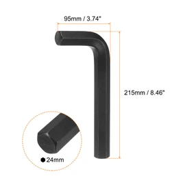 HARFINGTON Hex Key Wrench 24mm L-Shape Hexagon Metric Wrenches Chrome Vanadium Steel Repairing Tool for Home Repair, Black