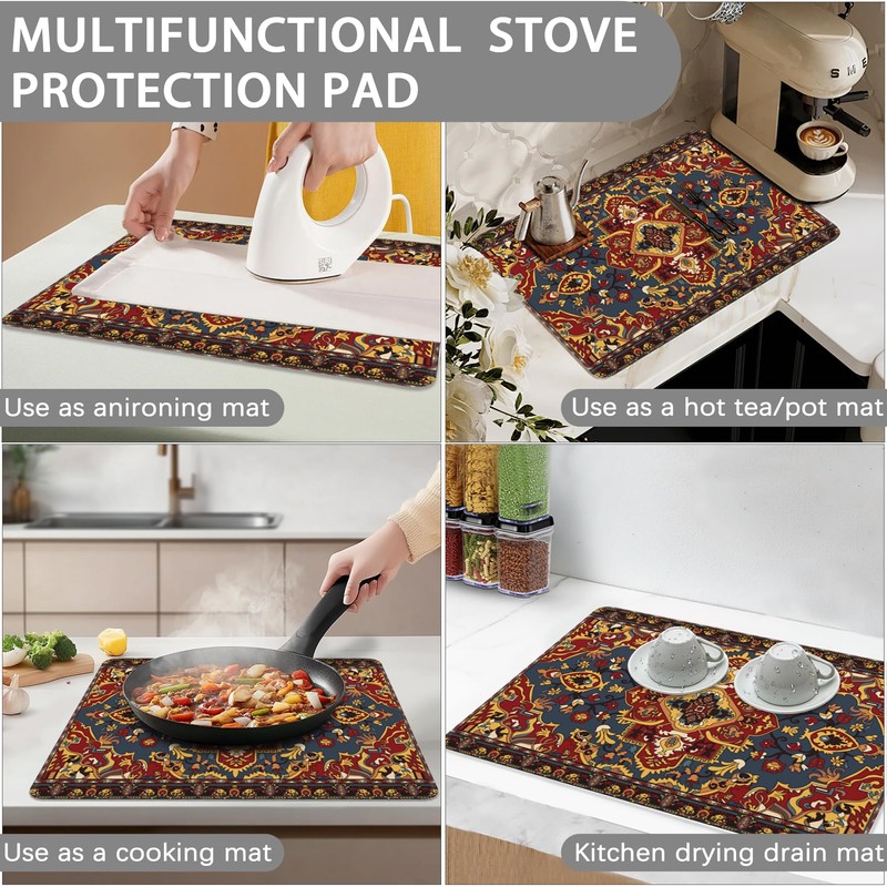 Stove Top Covers for Electric Stove, Boho Non-Slip Rubber Stove