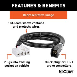 CURT 51393 Quick Plug Electric Trailer Brake Controller Wiring Harness, Select Honda Passport, Pilot, Ridgeline, Black