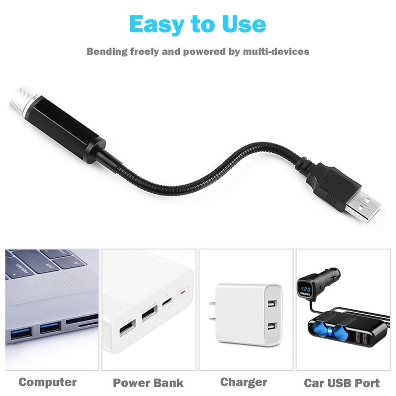 Car Roof Star Night Light, Portable Adjustable USB Flexible Interior