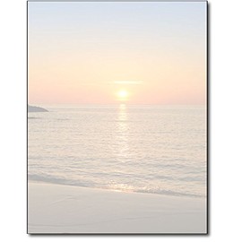 Beach Sunset Stationery Paper - 80 Sheets Letterhead for Inkjet/Laser Printers