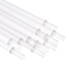 YAOSHENG 12Branch-packaging tan hard plastic reusable straw plus cleaning brush, 9.05 inches long thickened 20-40ounces available (12, 12 transparent band rings)