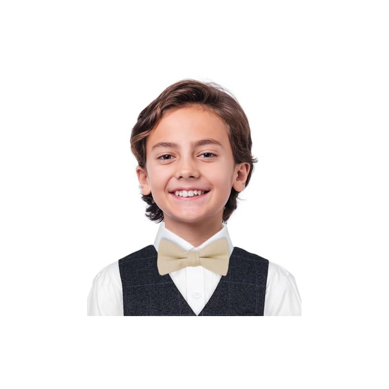 BELLUNO Solid Bow Tie Pre-Tied for Men and Boys, Cotton