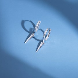 JSGEMSLEE Hoop Earrings 925 Silver for Women Hypoallergenic Small Earrings Hoop Earrings with Heart Cross Star Butterfly Spike Pendant Earrings Silver 925 for Girls Women Jewellery Gifts, Sterling