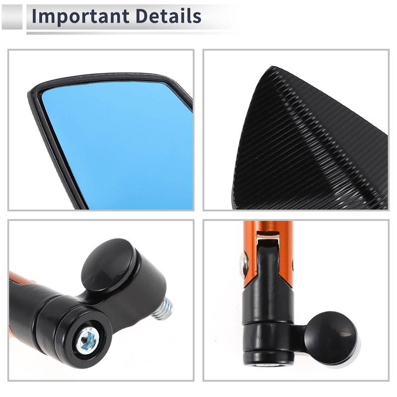 RATCHROLL 1 Set Universal Motorcycle Rear View Mirrors Adjustable Bar