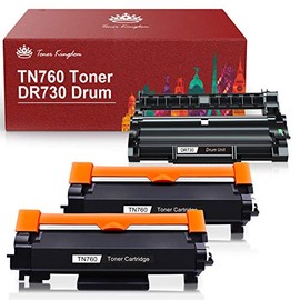 Toner Kingdom Compatible Toner-Cartridges and Drum for Brother TN760 TN-760 TN-730 DR-730 DR-760 TN730 TN 760 for Brother HL-l2395dw HL-L2350DW HL-L12370DWXL Printer (2 Black Toners, 1 Drum Unit)