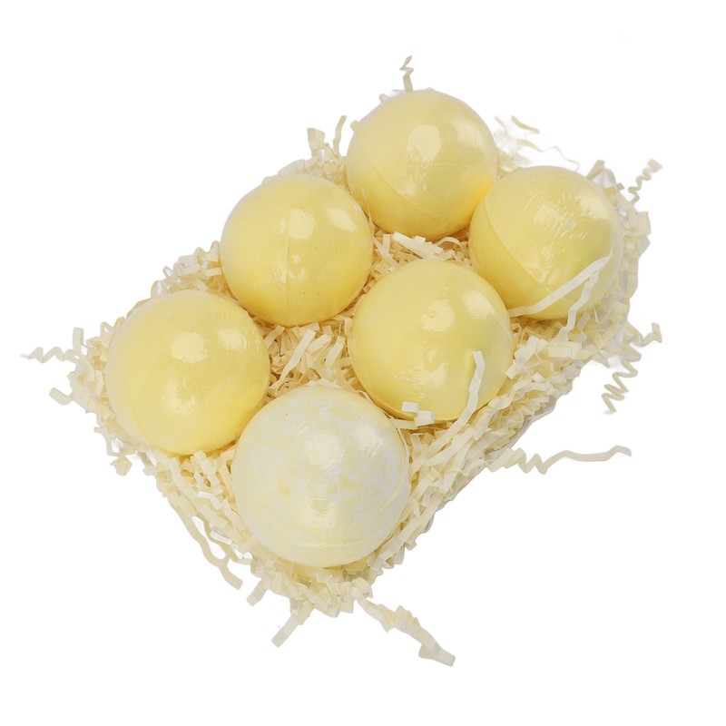 6pcs Bath Salt Ball Moisturizing Colorful Kid Friendly Mild Lemon