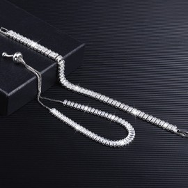 ASH'S CHOICE Silver Bracelet for Women, Sterling Silver Tennis Bracelets Crystal Rhinestone Diamond Zircon Bracelets Women Bracelets Bling Sparkle Bracelet for Women Lady Friendship Bracelet Jewelry