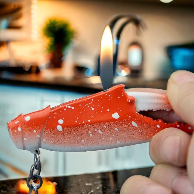 Crab Claw Keychain Lighter, Butane Soft Flame, Refillable Butane Torch,