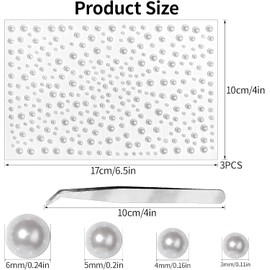325 piezas de calcomanías de perlas autoadhesivas pequeñas y redondas, calcomanías de gemas faciales de 3-6 mm, calcomanías de strass para pegar, adornos para cabello, cara, ojos, uñas, maquillaje