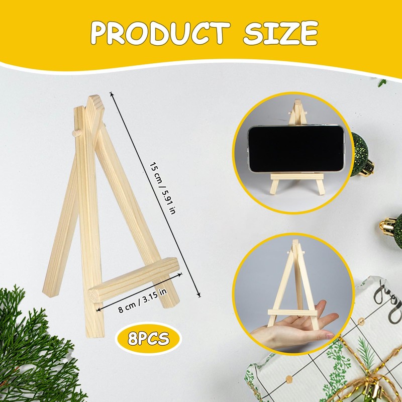 Pack of 8 Mini Easel, Picture Frame Display Easel, Wooden