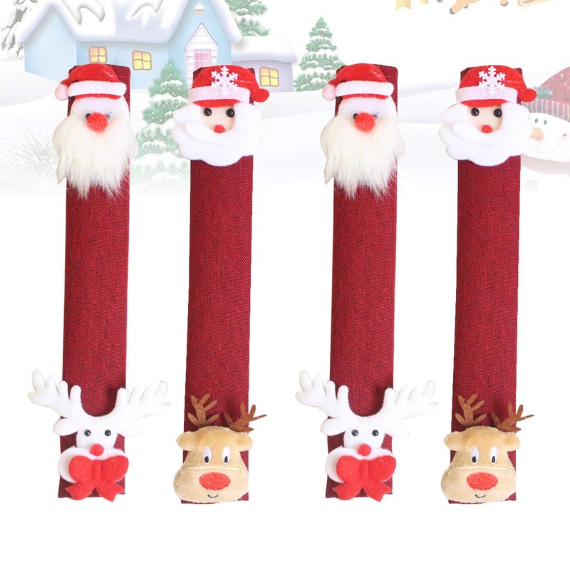 4pcs Refrigerator Handle Cover Washable Snowman Fridge Handle Cover Refrigerator