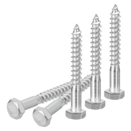 DTGN M8x65mm Hex Lag Bolts -12 Pack - for Woodworking, Furniture - 304 Stainless Steel Partial Thread Hexagon Head Lag Screws for Wood - Silver