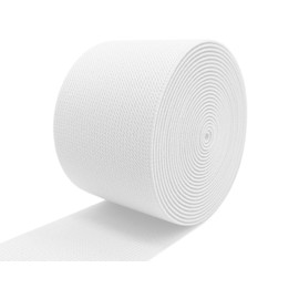 JESEP YONG White Knit Elastic Band for Sewing 3 inch 5 Yards Double-Side Twill Woven Elastic Heavy Stretch Elastic Spool for Clothes Pants Waistband, Wigs, Skirts, Craft DIY Projects