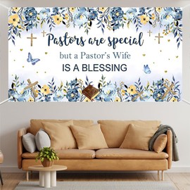 Lofaris Pastor’s Wife Blessing Banner 70.8x35.4 Inch Polyester Floral Design, Special for Pastor’s Wife, Perfect for Church Celebrations
