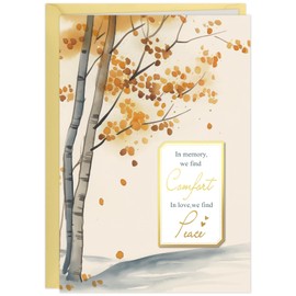 DISJOURNEY Deepest Sympathy Cards - Fallen leaves Gold Foiled Condolences Bereavement Card - Sorry For Your Loss Card with Envelope - 8 x 5.5 inches