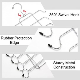 Pack of 2 Folding Clothes Hangers Space-Saving Multi-Layer Hanger Bra Organiser Metal Hanger for Tank Tops Bra Pyjamas Braces