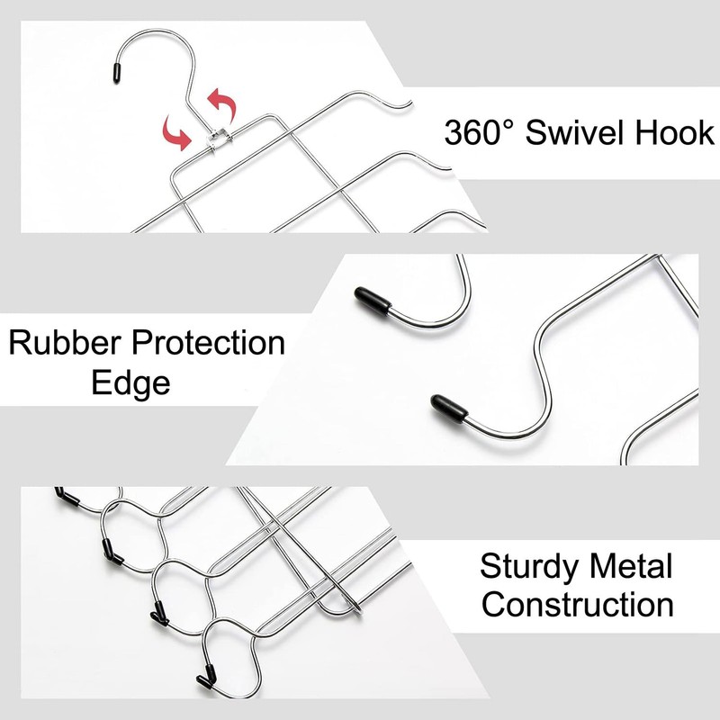 Pack of 2 Folding Clothes Hangers Space-Saving Multi-Layer Hanger Bra