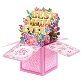 3D Pop up Cards Best Mom Ever Mother Bouquet postcard Paper Mothers Day Greeting Cards with Note and Envelope for Mothers Day Gifts Birthday Cards for Mom Women Wife Daughter Grandma