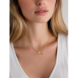 ChicSilver Women's Letter Necklace with Heart Pendant Copper Chain for Girls, Small Heart Chain with Letter Pendant for Women, Initials A-Z Chain Pendant, Fashion Jewellery for Mother, Girlfriend