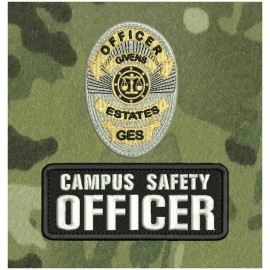 CAMPUS SAFETY OFFICER EMBROIDERY PATCH 2X5 HOOK ONBACK WHITE ON BLACK