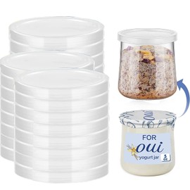 Boxweer 15PCS Yogurt Jar Lids - Clear Plastic, Reusable, BPA-Free Polypropylene, Screw Top, Transparent, Round, Microwaveable, Ideal for Oui Yogurt Jars, Glass Jars, and More
