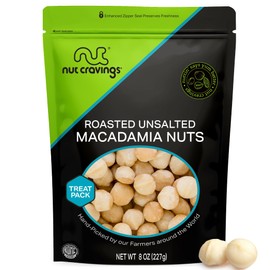 NUT CRAVINGS - Roasted Macadamia Nuts - No Shell, Whole (8oz - 1 Pack) Bulk Nuts Packed Fresh in Resealable Bag - Healthy Protein Food Snack, All Natural, Keto Friendly, Vegan, Kosher