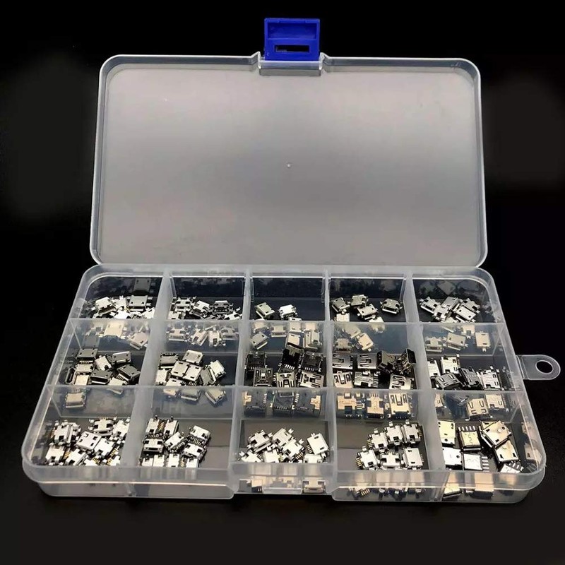 Teansic 150 Pcs 15 Models Micro USB Connector Socket Jack