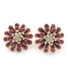 22mm D/Purple Enamel Diamante Layered Stud Earrings In Gold Tone
