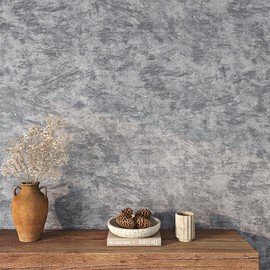 FunStick Grey Grunge Concrete Wallpaper Peel and Stick Textured Concrete Contact Paper for Countertops Walls Waterproof Removable Industrial Cement Wall Paper for Bedroom Kitchen Cabinets 15.8"x78.8"