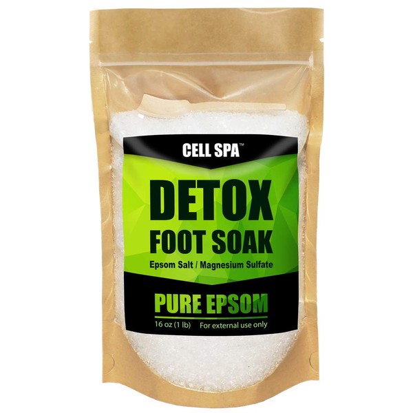 Cell Spa Detox Foot Soak Bath Premium 16 Ounce Lavender Scented Epsom Salt Magnesium Sulfate to Help Detox, Relieve Stress, Eliminate Odors & Soften Your Feet (UNSCENTED)