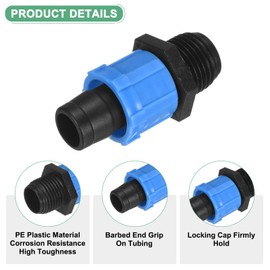 M METERXITY 5-Pack Drip Irrigation Barbed Locking Fittings, for 5/8 to 1/2 Inch Bypass Tubing Connector Coupling for Greenhouse/Aquarium/Garden Watering System, Drip Irrigation Parts