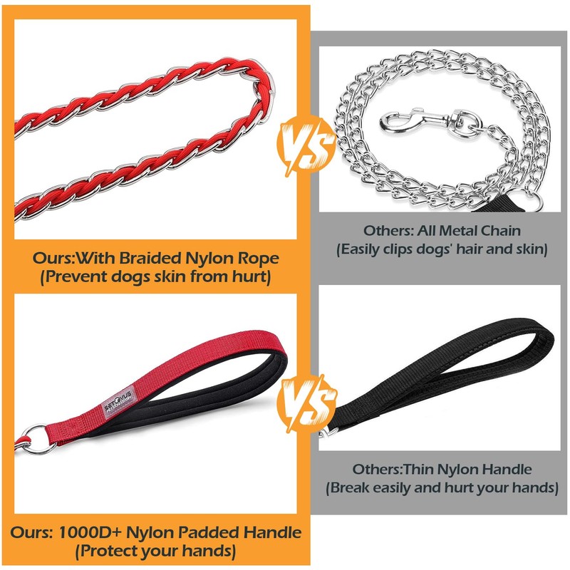 S-ETOVUS Dog Leash Chew Proof, Chain Leash Anti Chew Dog