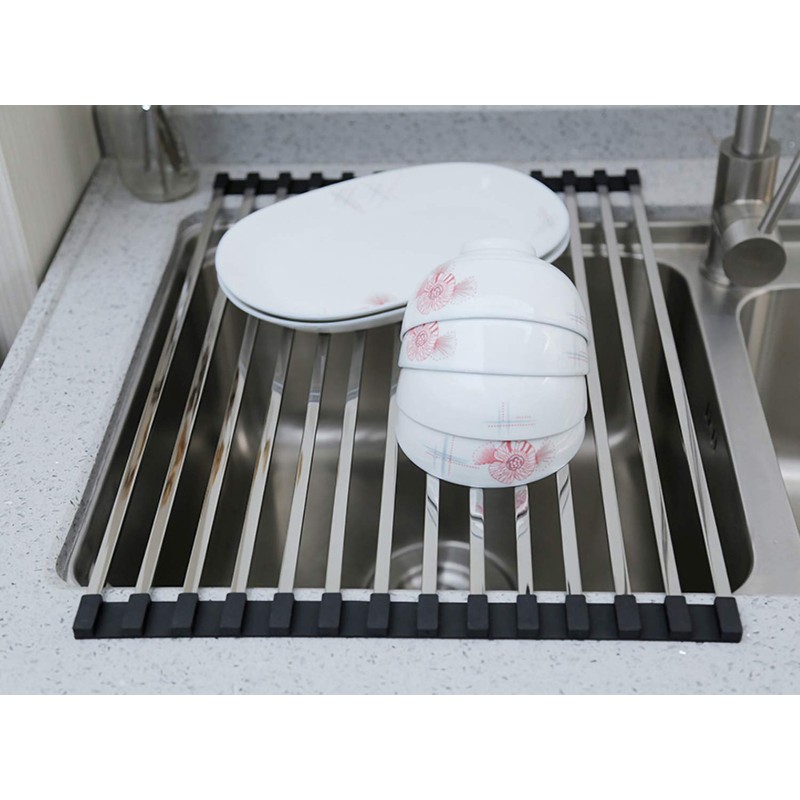 Ahyuan Roll up Dish Drying Rack Square Tubes Stainless Still