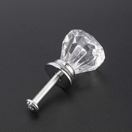 Estink 12-Piece Cabinet Knobs Crystal, 25 mm Clear Cabinet Knobs, Round Furniture Knobs, Furniture Knobs, Cabinet Handles with Accessories for Kitchen, Office