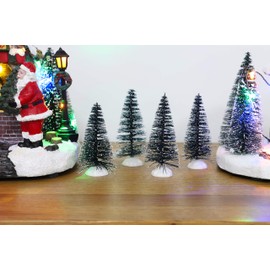 Toyland® Mini Collectable Resin Village Scene - Christmas Figurines (Set of 4 Mini Trees 7.5cm x 3.5cm)