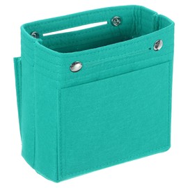 QUARKZMAN Pocket Organiser Insert, Portable Felt Organiser Bags with Press Stud Multiple Compartments Pocket Lining for Curved Satchel, Carry Bag (17cm x 10cm x 16cm, Cyan)