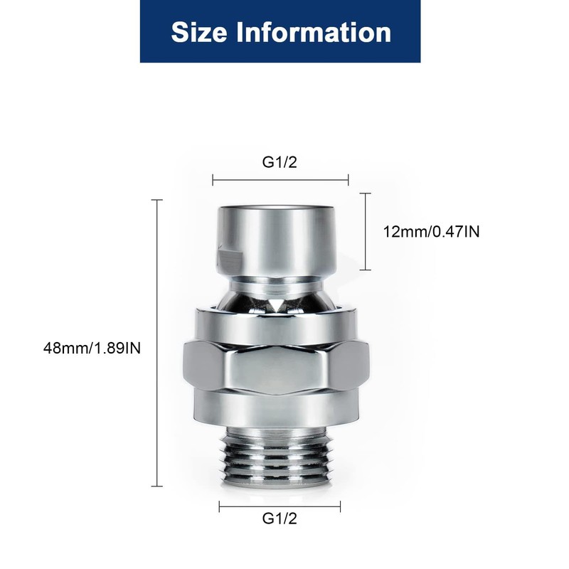 ieron Shower Head Extension, 360° Rotating Ball Swivel Adapter, Head
