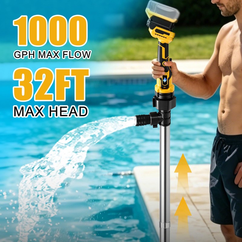Gpaentsn Stick Water Transfer Pump 950GPH 32FT for Dewalt 20V