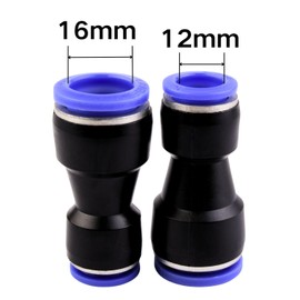 ANGEEK Pack of 10 Hose Diameter 16 and 12 mm Compressed Air Connectors Pneumatic Reducers Push In Quick Coupling Quick Couplings for Connecting to Air and Water