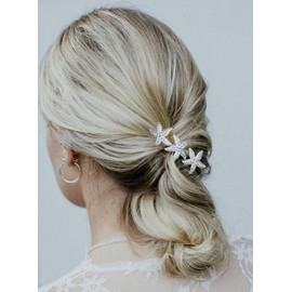 Aluinn Fashionable Starfish Hairpin Crystal Rhinestone Hair Pins Headwear Marine Life Hairpin Beach Wedding Hair Accessories for Women 3PCS