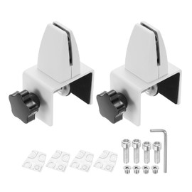 PATIKIL 1.8x1.3x2.1" Desk Divider Support Clamp, 2 Pcs Aluminum Desk Shield Clamp Desk Divider Partition Clamp Sneeze Guard Clamp Bracket for Office Home Desk Panel, Matte White