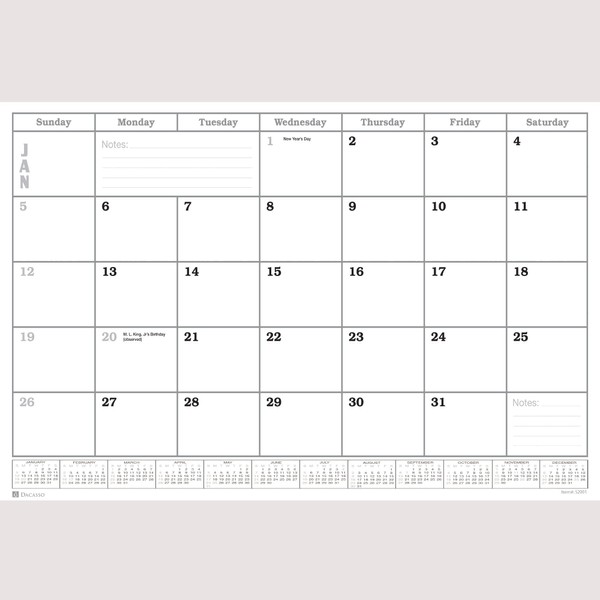 Dacasso Monthly Calendar Refill, 24.5 x 16, White (S2001)