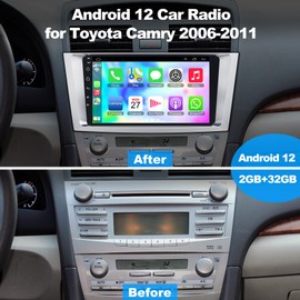 Android 12 Car Radio for Camry 2006-2011, 9 Inch Head Unit Car Stereo with IPS HD Touch Screen, Wireless CarPlay, Android Auto, GPS, WiFi, Backup Camera, SWC, Bluetooth 5.2, 2+32GB Toyota Camry Radio