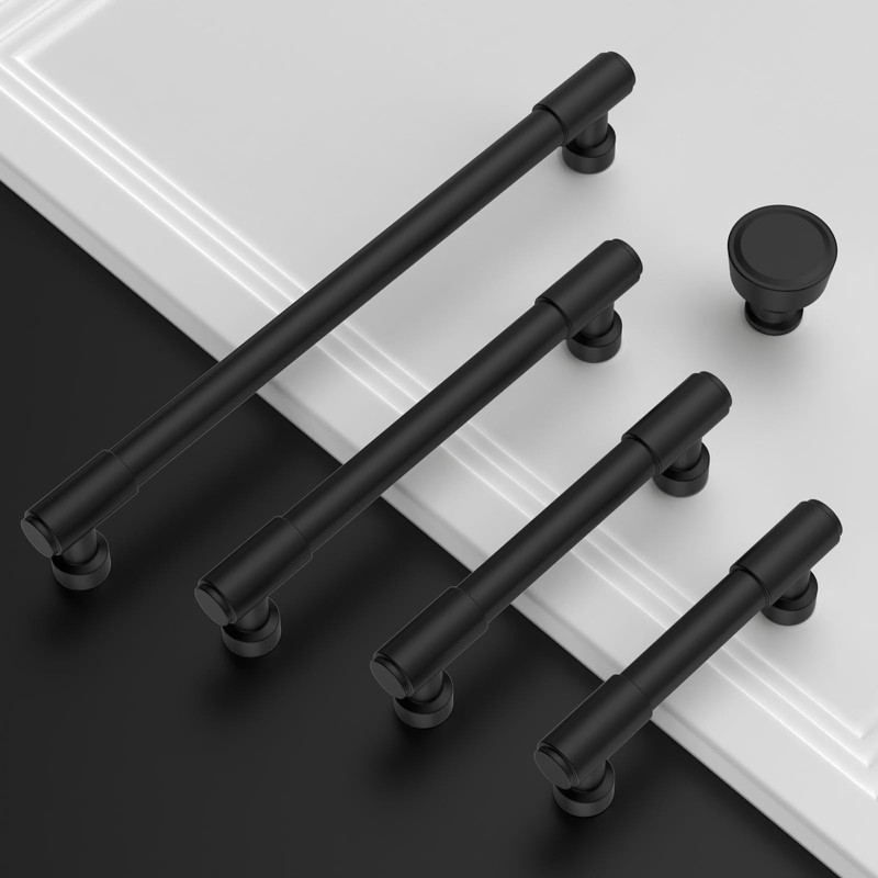 Amerdeco 10 Pack Matte Black Cabinet Pulls 5 Inch(128mm) Hole