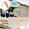 Gatuida Power Strip Storage Box with Wooden Cover Plastic Cable